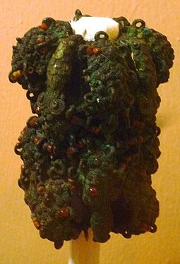 Intricate ornamental staff head 9th century bronze Igbo Ukwu