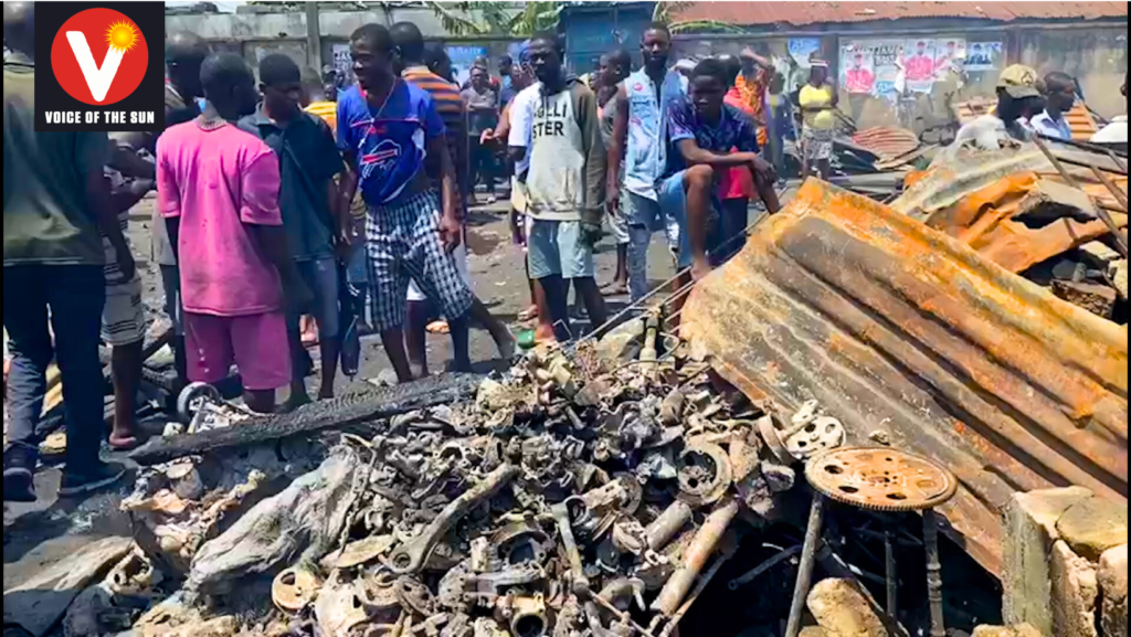 Burning Of The Igbo DomiACnated Akere Spare Parts Market in Ajegunle, Lagos, On March 8, 2023